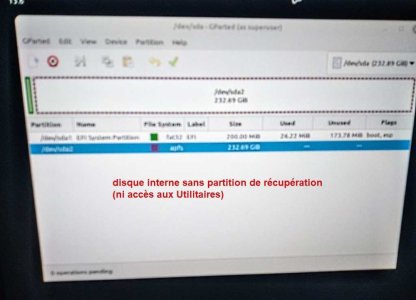 Imac 27 Linux GParted disque interne High sierra 1 partition.jpg